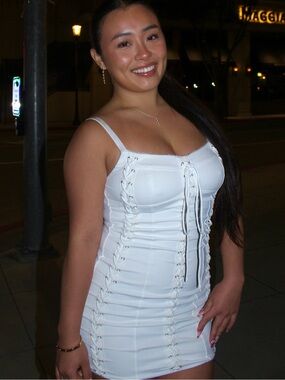 Whitefox White Lace-Up Bodycon Dress